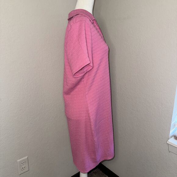 American Eagle AE Smocked Button-Front Polo Mini Dress Women's Plus Sz 2XL Pink - Picture 2 of 8